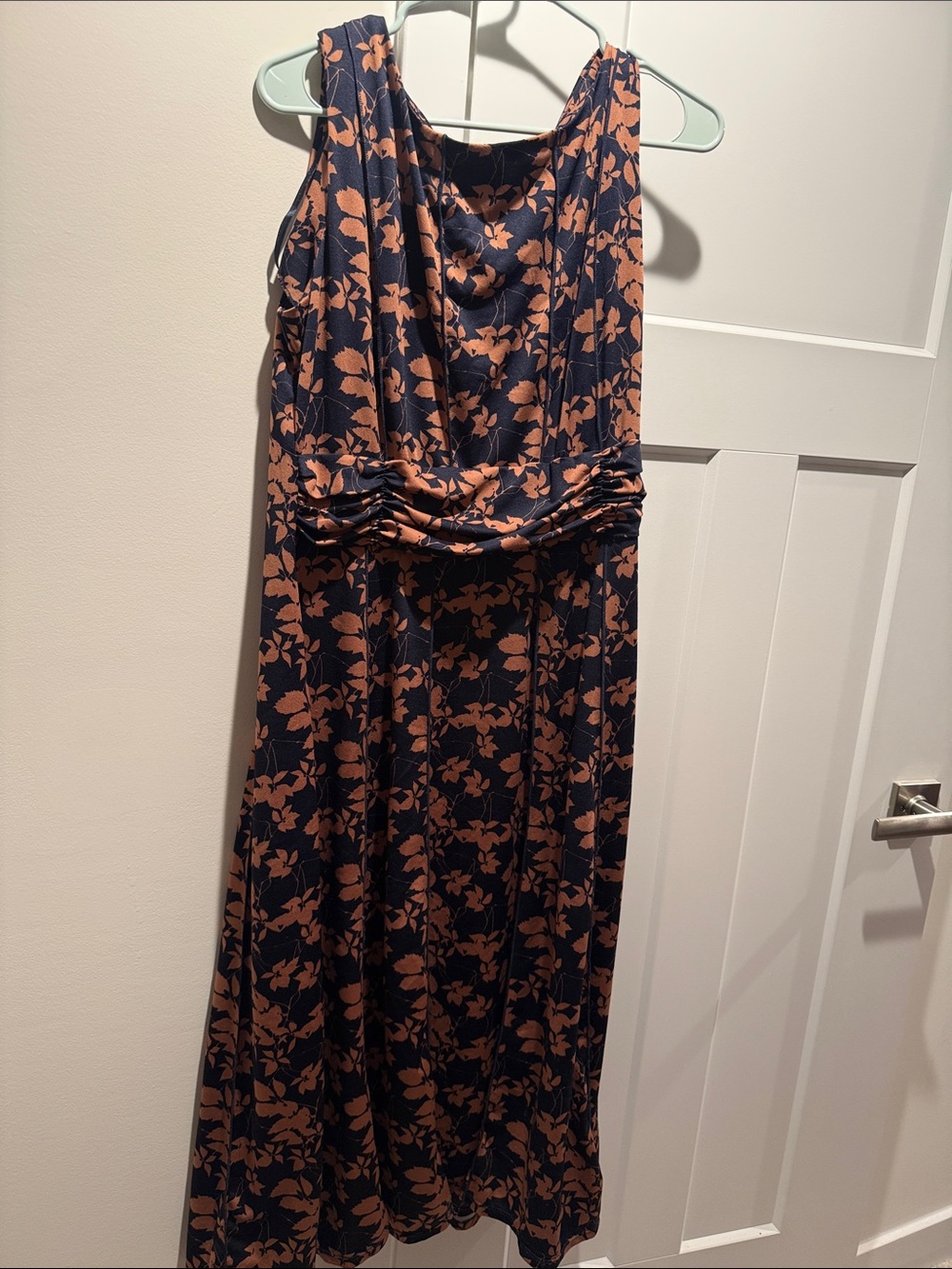 Perceptions Navy and Rust Floral Maxi Dress